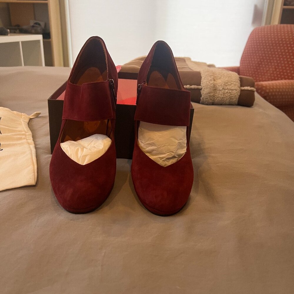 Chie Mihara CANTOS Garnet Red Suede Shoes EU Size 39.5